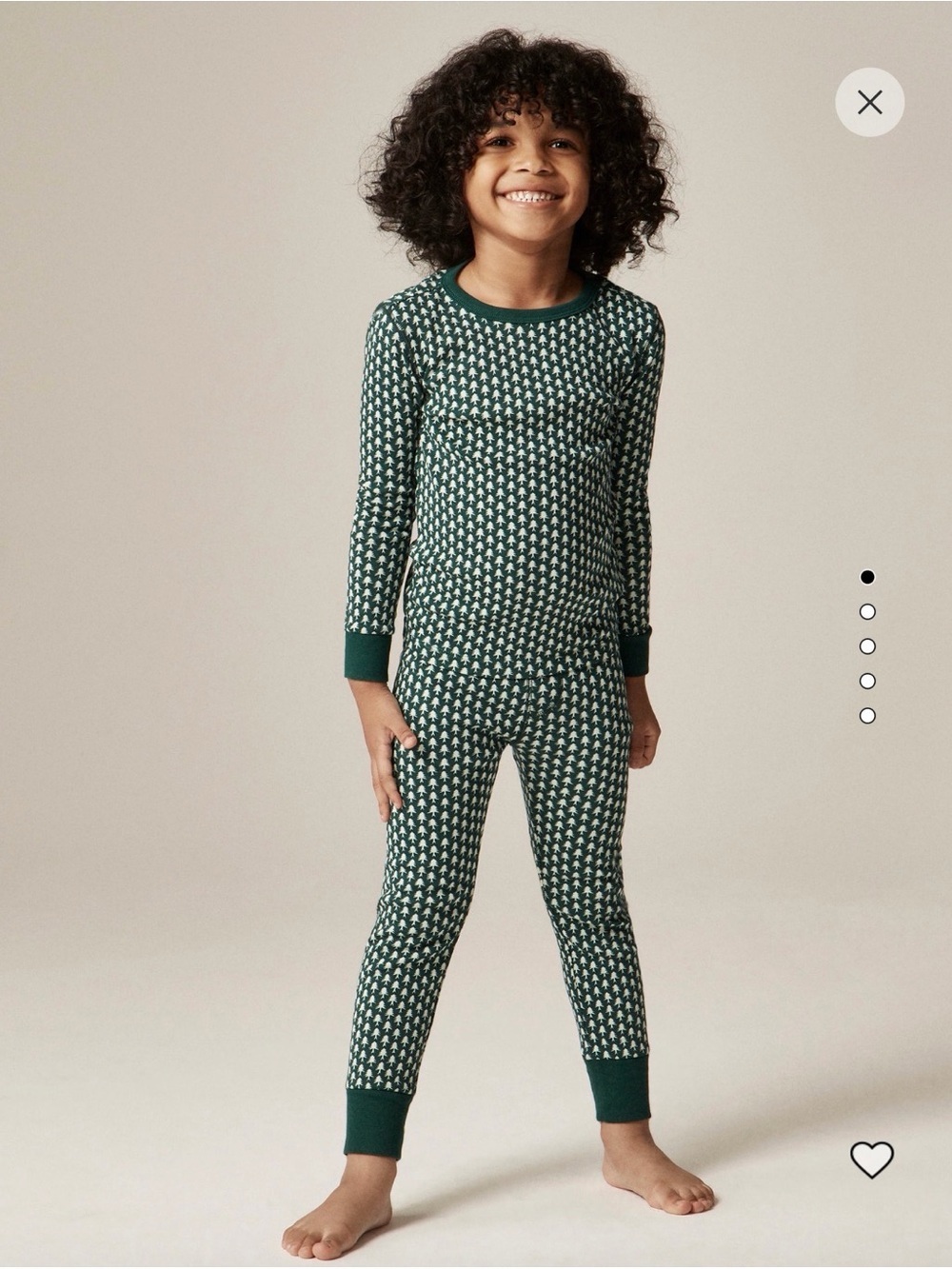 Crewcuts Green and White Patterned Long John Pajama Set